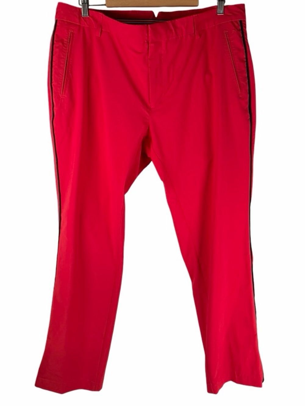J. Lindeberg Red Narrow Fit Tuxedo Side Stripe Performance Golf Pants Mens 38x30
